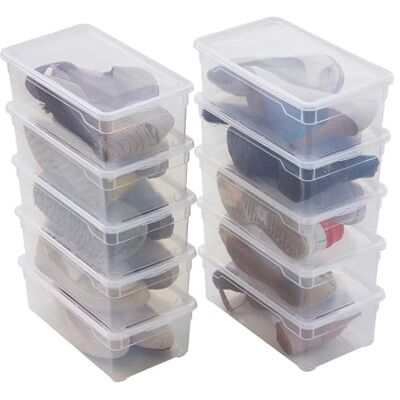 Sundis Clear Box – 10 stycken 5 L genomskinliga plastförvaringslådor med lock, stapelbar, perfekt för damskor Sundis Clear Box – 10 stycken 5 L genomskinliga plastförvaringslådor med lock, stapelbar, perfekt för damskor