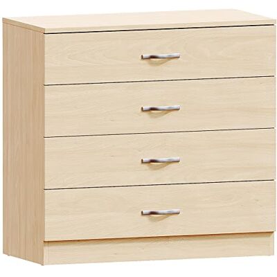 Vida Designs tall byrå, 4 lådor med metallhandtag och löpare, unikt stöd för bågning, Riano sovrumsmöbler Vida Designs tall byrå, 4 lådor med metallhandtag och löpare, unikt stöd för bågning, Riano sovrumsmöbler