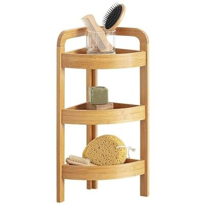 Avilia Hörnhylla med 3 hyllor, perfekt för kök eller badrum hörnhylla, modern, fuktbeständig, platsbesparande, tillverkad av bambu, 33 x 23 x 61 cm Avilia Hörnhylla med 3 hyllor, perfekt för kök eller badrum hörnhylla, modern, fuktbeständig, platsbesparande, tillverkad av bambu, 33 x 23 x 61 cm
