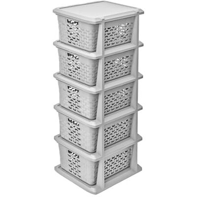 Essential Foods universell, multifunktionell hylla i bomullsdesign, BPA-fri plast, 5 korgar, ljusgrå färg Essential Foods universell, multifunktionell hylla i bomullsdesign, BPA-fri plast, 5 korgar, ljusgrå färg