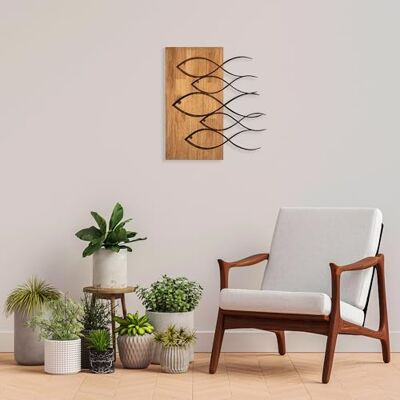 Wallity Elegant dekorativa väggtillbehör i trä, valnöt och svart, 52 x 58 cm 50% trä (3 cm) & metall (1,5 mm) unik textur och färgvariationer Wallity Elegant dekorativa väggtillbehör i trä, valnöt och svart, 52 x 58 cm 50% trä (3 cm) & metall (1,5 mm) unik textur och färgvariationer