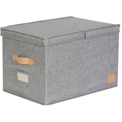 LOVE !T STORE !T LOVE IT STORE IT Premium förvaringslåda med lock XL – tillverkad av linnetyg – märkfält – förstärkt med trä – extra stor och stabil – grå – 50 x 33 x 32 cm LOVE !T STORE !T LOVE IT STORE IT Premium förvaringslåda med lock XL – tillverkad av linnetyg – märkfält – förstärkt med trä – extra stor och stabil – grå – 50 x 33 x 32 cm