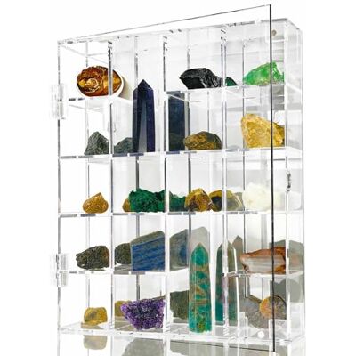 gjkldcvb Akryl display fodral justerbar klar sten display fodral skugglåda med hyllor förvaring organiserare för mini pop figur, samlarföremål, mineralkristall, stenar, väggmonterbar, med spegel och lock gjkldcvb Akryl display fodral justerbar klar sten display fodral skugglåda med hyllor förvaring organiserare för mini pop figur, samlarföremål, mineralkristall, stenar, väggmonterbar, med spegel och lock