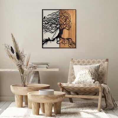 Wallity Dekorativa väggtillbehör i trä, svart och valnöt, 50 x 3 x 58 cm 50% trä (3 cm) och 50% metall (1,5 mm) unik design, perfekt för heminredning Wallity Dekorativa väggtillbehör i trä, svart och valnöt, 50 x 3 x 58 cm 50% trä (3 cm) och 50% metall (1,5 mm) unik design, perfekt för heminredning