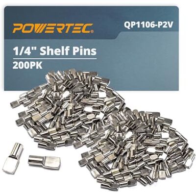 POWERTEC QP1106-P2V 1/4 tums förvaringshylsa, 200 st, Spoon Shaped Hylla Pins Support Pins för hyllor, Kitchen Cabinet Hylla, Bookshelf, Closet and Furniture, Nickel Plated Hyllhållare Pegs POWERTEC QP1106-P2V 1/4 tums förvaringshylsa, 200 st, Spoon Shaped Hylla Pins Support Pins för hyllor, Kitchen Cabinet Hylla, Bookshelf, Closet and Furniture, Nickel Plated Hyllhållare Pegs