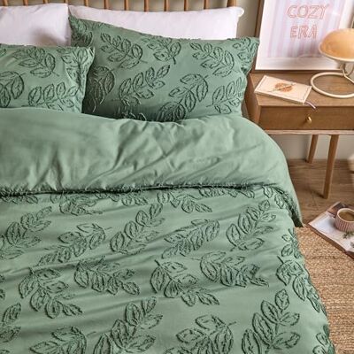 furn. Påslakanset i Sevilla-löv – tuftad mjuk design med lättskött finish (grön – super king) furn. Påslakanset i Sevilla-löv – tuftad mjuk design med lättskött finish (grön – super king)