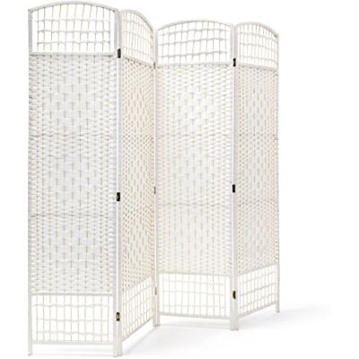 Relaxdays Paravent H x B x D: 179 x 180 x 2 cm vikbar rumsavdelare och spansk vägg med bambu som insynsskydd bestående av 4 element som en ogenomskinlig rumsavdelare av trä, vit Relaxdays Paravent H x B x D: 179 x 180 x 2 cm vikbar rumsavdelare och spansk vägg med bambu som insynsskydd bestående av 4 element som en ogenomskinlig rumsavdelare av trä, vit