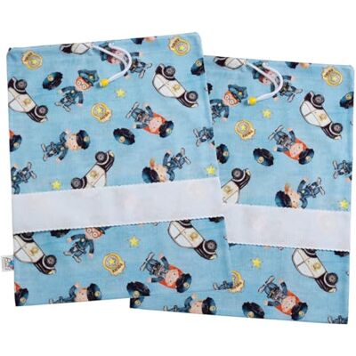 FILET Set med 2 100% bomullspåsar med polistryck Aida canvasinsats Tillverkad i Italien 42 x 34 cm Perfekt för byte, skor, sport FILET Set med 2 100% bomullspåsar med polistryck Aida canvasinsats Tillverkad i Italien 42 x 34 cm Perfekt för byte, skor, sport