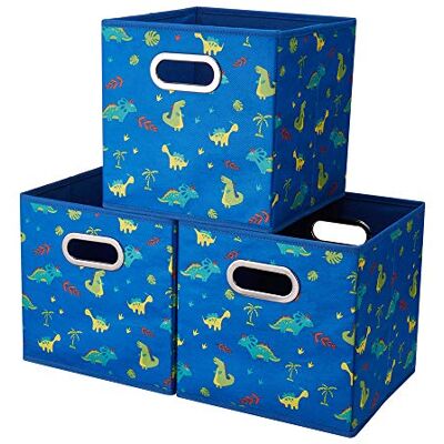 HSDT 3 kubförvaringskorgar blå 25 x 25 x 25 cm vikbar dinosaurie kusttryck tyg halva förvaringskorgar för organisatörer förvaringslåda, QY-SC13-3 HSDT 3 kubförvaringskorgar blå 25 x 25 x 25 cm vikbar dinosaurie kusttryck tyg halva förvaringskorgar för organisatörer förvaringslåda, QY-SC13-3