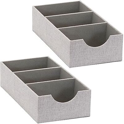 Household Essentials Hushållens väsentligheter, grå fack med 3 fack 2-pack, tillbehör, robust lådorganiserare med tygbeläggning Household Essentials Hushållens väsentligheter, grå fack med 3 fack 2-pack, tillbehör, robust lådorganiserare med tygbeläggning