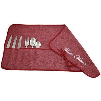 MAGIE DI CASA Broderad tygbestickhållare 35 x 62 cm för 12 bestickar 1 tratt Tillverkad i Italien (Bordeaux) MAGIE DI CASA Broderad tygbestickhållare 35 x 62 cm för 12 bestickar 1 tratt Tillverkad i Italien (Bordeaux)