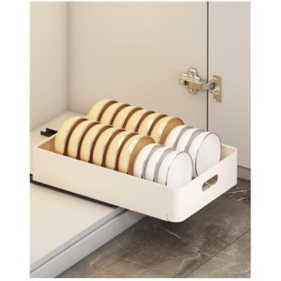 Zstar Teleskoplåda droppställ porslin, diskställ skåp arrangör, tallriksställ köksskåp arrangör, lådor för kök underskåp badrum, 24,5 B x 39,7 D x 7,5 H cm (beige) Zstar Teleskoplåda droppställ porslin, diskställ skåp arrangör, tallriksställ köksskåp arrangör, lådor för kök underskåp badrum, 24,5 B x 39,7 D x 7,5 H cm (beige)