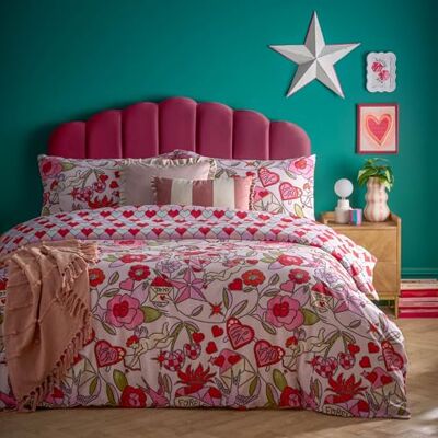 furn. Ugn Glas hjärtan påslakanset – målat glas romantisk amor vändbar polybomull (rosa – super king) furn. Ugn Glas hjärtan påslakanset – målat glas romantisk amor vändbar polybomull (rosa – super king)