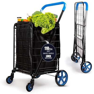 SereneLife Shoppingvagn med hjul och vattentätt skydd, robust racingvagn med hjul, stöder upp till 50 kg bärbar rullvagn SereneLife Shoppingvagn med hjul och vattentätt skydd, robust racingvagn med hjul, stöder upp till 50 kg bärbar rullvagn