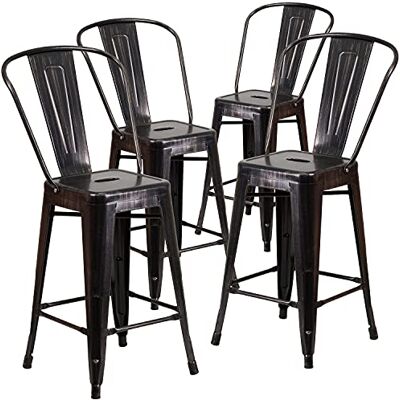 Flash Furniture Flash-möbler metall inomhus/utomhuspall samtida 4 Pack Black-antique Gold Flash Furniture Flash-möbler metall inomhus/utomhuspall samtida 4 Pack Black-antique Gold
