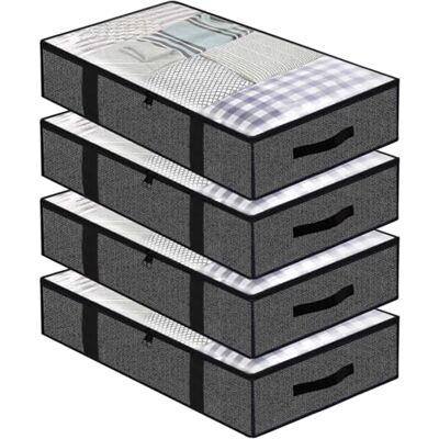 ASelected 90 L förvaringsbox förvaring under sängen 4 st vikbara förvaring under sängen PVC fönsterkläder förvaring organisering dragkedjor och handtag för täcken, kläder, skor, sängkläder grå ASelected 90 L förvaringsbox förvaring under sängen 4 st vikbara förvaring under sängen PVC fönsterkläder förvaring organisering dragkedjor och handtag för täcken, kläder, skor, sängkläder grå
