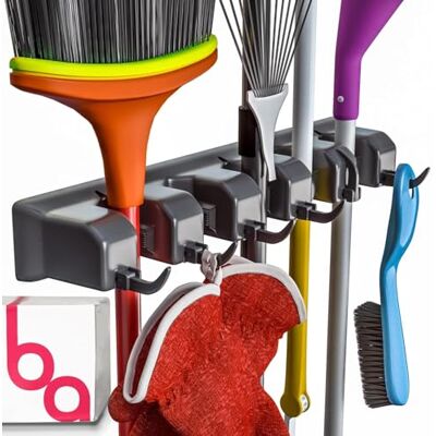 Berry Ave Broom Holder and Garden Tool Organizer för rake eller mopphandtag upp till 1,25 tum (svart) Berry Ave Broom Holder and Garden Tool Organizer för rake eller mopphandtag upp till 1,25 tum (svart)