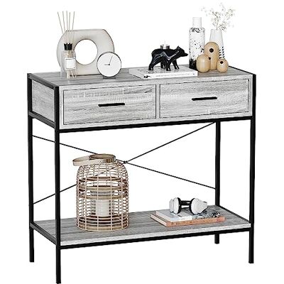 Vida Designs Brooklyn Konsolbord hall vardagsrum rustik hylla industriell förvaring möbler (grå, 2 lådor) Vida Designs Brooklyn Konsolbord hall vardagsrum rustik hylla industriell förvaring möbler (grå, 2 lådor)