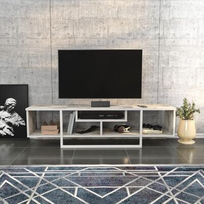 Hanah Home skandinavisk TV-stativ, vit, 150 cm x 35,2 cm x 40 cm 100% melaminbelagd partikelbräda, 18 mm tjock snygg och funktionell för moderna vardagsrum Hanah Home skandinavisk TV-stativ, vit, 150 cm x 35,2 cm x 40 cm 100% melaminbelagd partikelbräda, 18 mm tjock snygg och funktionell för moderna vardagsrum