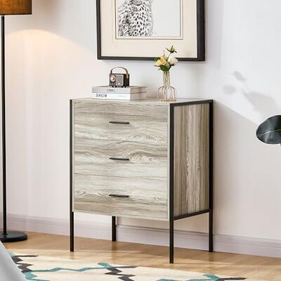 Vida Designs Brooklyn Industriell byrå, rustik förvaringsenhet för sovrum, skåpbyrå med metallram (grå, 3 lådor) Vida Designs Brooklyn Industriell byrå, rustik förvaringsenhet för sovrum, skåpbyrå med metallram (grå, 3 lådor)