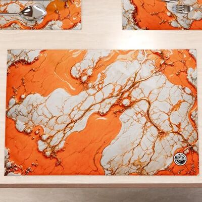 PETTI Artigiani Italiani MARBLELIZED Amerikanska bordstabletter, tvättbara bordsunderlägg, orange marmorutseende, set med 2 (30 x 45 cm) eleganta, perfekta för frukost, lunch och middag, present, 100% tillverkad i Italien PETTI Artigiani Italiani MARBLELIZED Amerikanska bordstabletter, tvättbara bordsunderlägg, orange marmorutseende, set med 2 (30 x 45 cm) eleganta, perfekta för frukost, lunch och middag, present, 100% tillverkad i Italien