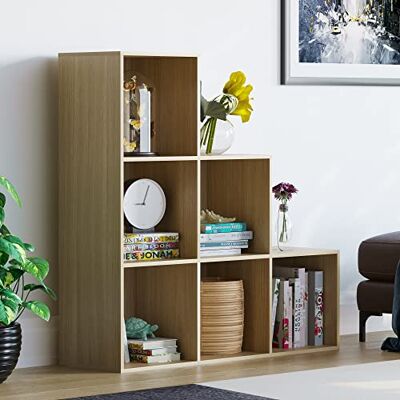 Vida Designs Durham trappa bokhylla hyllor förvaring organisering vardagsrum möbler (6 kub, ek) Vida Designs Durham trappa bokhylla hyllor förvaring organisering vardagsrum möbler (6 kub, ek)