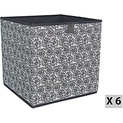 Box and Beyond set med 6 vikbara förvaringsfack jasmin-mönster polycotton och läderdetaljer 31 x 31 x 31 cm Box and Beyond set med 6 vikbara förvaringsfack jasmin-mönster polycotton och läderdetaljer 31 x 31 x 31 cm
