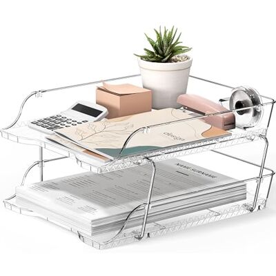 Simple Houseware 2-pack stapelbar dokumentbricka med ett lager, klar Simple Houseware 2-pack stapelbar dokumentbricka med ett lager, klar