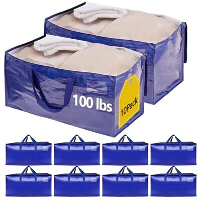 Demiwise 10-pack kraftiga flyttväskor med starka dragkedjor och förstärkta handtag, extra stora förvaringsväskor för förpackning och flyttförvaring, alternativ till flyttlådor för platsbesparing – 95 Demiwise 10-pack kraftiga flyttväskor med starka dragkedjor och förstärkta handtag, extra stora förvaringsväskor för förpackning och flyttförvaring, alternativ till flyttlådor för platsbesparing – 95