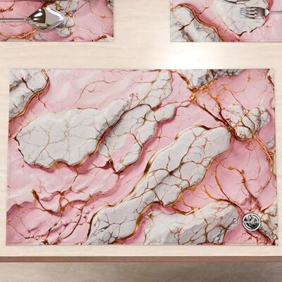 PETTI Artigiani Italiani MARBLELIZED Amerikanska bordstabletter, tvättbara bordsunderlägg, rosa marmorutseende, set med 6 (30 x 45 cm) eleganta, perfekta för frukost, lunch och middag, present, 100% tillverkad i Italien PETTI Artigiani Italiani MARBLELIZED Amerikanska bordstabletter, tvättbara bordsunderlägg, rosa marmorutseende, set med 6 (30 x 45 cm) eleganta, perfekta för frukost, lunch och middag, present, 100% tillverkad i Italien
