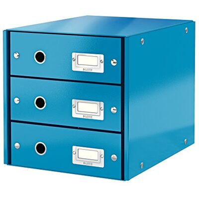 Leitz WOW Click And Store Skrivbordsbyrå, 3 Lådor, Blå, 60480036 Leitz WOW Click And Store Skrivbordsbyrå, 3 Lådor, Blå, 60480036