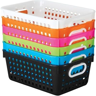 Really Good Stuff ® 28 cm x 20 cm flerfunktionella förvaringskorgar, neon pop – set med 6 Really Good Stuff ® 28 cm x 20 cm flerfunktionella förvaringskorgar, neon pop – set med 6