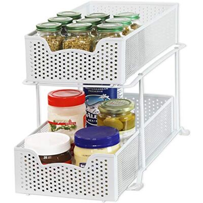 Simple Houseware 2 nivåer glidskåp korg organiseringslåda, vit Simple Houseware 2 nivåer glidskåp korg organiseringslåda, vit