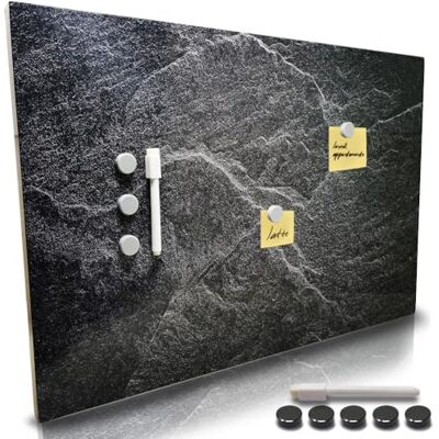 BAKAJI Skrivbar magnetisk skrivbar och väggborttagbar, svart tavla med 5 magneter och 1 markör, ideal vägg Memo Board anslagstavla kök, vardagsrum, entré, 60 x 40 cm (svart marmor) BAKAJI Skrivbar magnetisk skrivbar och väggborttagbar, svart tavla med 5 magneter och 1 markör, ideal vägg Memo Board anslagstavla kök, vardagsrum, entré, 60 x 40 cm (svart marmor)