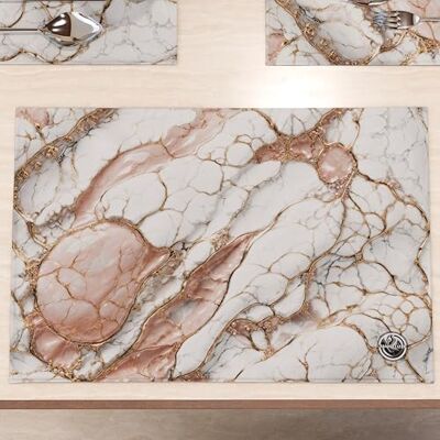 PETTI Artigiani Italiani MARBLELIZED Amerikanska bordstabletter, tvättbara bordsunderlägg, rosa marmorutseende, set med 6 (30 x 45 cm) eleganta, perfekta för frukost, lunch och middag, present, 100% tillverkad i Italien PETTI Artigiani Italiani MARBLELIZED Amerikanska bordstabletter, tvättbara bordsunderlägg, rosa marmorutseende, set med 6 (30 x 45 cm) eleganta, perfekta för frukost, lunch och middag, present, 100% tillverkad i Italien