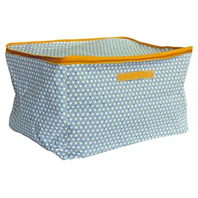 Box and Beyond förvaringsfodral triangelmönster polycotton med handtag grå/gul 28 x 35 x 20 cm Box and Beyond förvaringsfodral triangelmönster polycotton med handtag grå/gul 28 x 35 x 20 cm