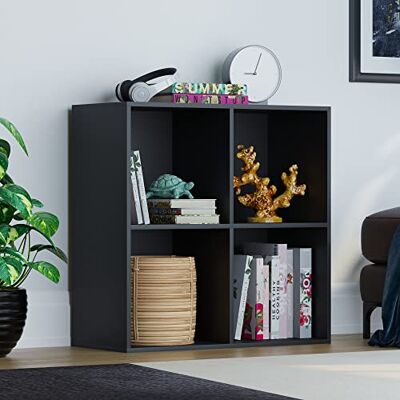 Vida Designs Durham kub bokhylla förvaring organisatör vardagsrum bokhylla hem kontor möbler (4 kuber, svart) Vida Designs Durham kub bokhylla förvaring organisatör vardagsrum bokhylla hem kontor möbler (4 kuber, svart)