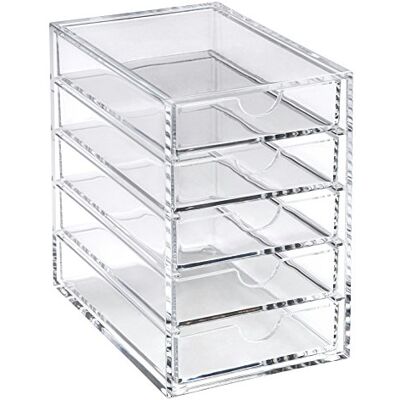 OSCO Liten klar akryl 5 lådor byrå Stiftförvaring Smycken Pappersklämmor litet kontorsmaterial H 14 x B 9 x D 14 cm OSCO Liten klar akryl 5 lådor byrå Stiftförvaring Smycken Pappersklämmor litet kontorsmaterial H 14 x B 9 x D 14 cm