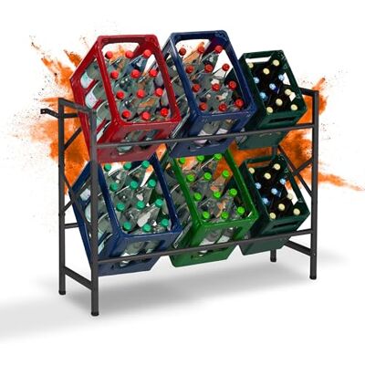 Relaxdays Dryckeslådehylla, H x B x D: 80 x 104 x 32 cm, 300 kg, 6 lådor, stål, dryckeslådeställ, lådhylla, svart Relaxdays Dryckeslådehylla, H x B x D: 80 x 104 x 32 cm, 300 kg, 6 lådor, stål, dryckeslådeställ, lådhylla, svart