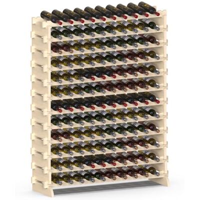 BAKAJI Vinkällare i trä med 120 fack vinflaskhållare, champagne, golvflaskhållare, barhörnkällare för vardagsrum, kök, bistrot, restaurang 110 x 35 x 140 cm BAKAJI Vinkällare i trä med 120 fack vinflaskhållare, champagne, golvflaskhållare, barhörnkällare för vardagsrum, kök, bistrot, restaurang 110 x 35 x 140 cm