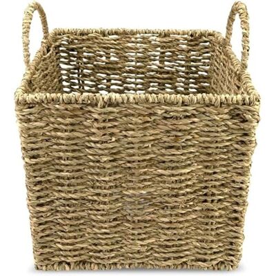 Jean & Len förvaringskorg, rektangulär, tillverkad av sjögräs, mångsidig för handdukar, kosmetika och andra redskap, dekorativ och hållbar förvaringslösning, 22 x 22 x 26 cm Jean & Len förvaringskorg, rektangulär, tillverkad av sjögräs, mångsidig för handdukar, kosmetika och andra redskap, dekorativ och hållbar förvaringslösning, 22 x 22 x 26 cm