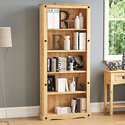 Vida Designs Corona hög bokhylla, massiv furu, trä, stor Vida Designs Corona hög bokhylla, massiv furu, trä, stor