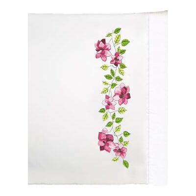 Design Works Crafts Tobin stämplat för broderi örngott par 50 x 76 cm rosa rosor Design Works Crafts Tobin stämplat för broderi örngott par 50 x 76 cm rosa rosor