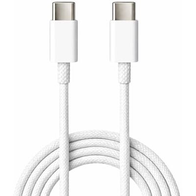 Globly Vit typ c-kabel, 60 w, 200 cm, trasselfri kabel med flamskyddsbeläggning (200 centimeter) Globly Vit typ c-kabel, 60 w, 200 cm, trasselfri kabel med flamskyddsbeläggning (200 centimeter)