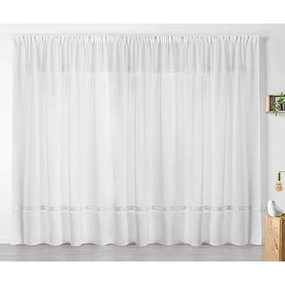 LINDER 0360/10/343 stor nätgardin 420 x 240 vit med enkelt band med ekbladsdesign LINDER 0360/10/343 stor nätgardin 420 x 240 vit med enkelt band med ekbladsdesign