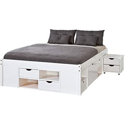 Inter Link Funktionell säng Förvaringssäng Säng med lådor Massiv furu Vitlackerad färg För vuxna, barn, tonåringar Dubbelsäng Säng med ram Claas 140 x 200 cm Inter Link Funktionell säng Förvaringssäng Säng med lådor Massiv furu Vitlackerad färg För vuxna, barn, tonåringar Dubbelsäng Säng med ram Claas 140 x 200 cm