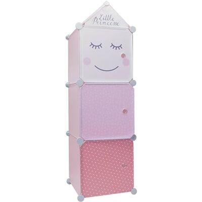 HOME DECO KIDS Skåpförvaring modulär 3 kuber flicka barn sovrum möbler dekoration möbler, polyester, rosa, 30 x 30 x 100 cm HOME DECO KIDS Skåpförvaring modulär 3 kuber flicka barn sovrum möbler dekoration möbler, polyester, rosa, 30 x 30 x 100 cm