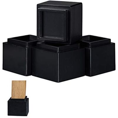 Relaxdays möbelhöjare set med 4, 8,5 cm höjning, bord, stolar, sängar, elefantfötter, 10 x 11,5 x 11,5 cm, svart, bambu Relaxdays möbelhöjare set med 4, 8,5 cm höjning, bord, stolar, sängar, elefantfötter, 10 x 11,5 x 11,5 cm, svart, bambu
