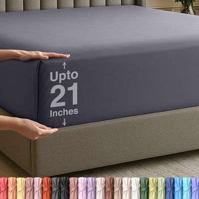 Utopia Bedding dra-på-lakan för king size-sängar, extra djupa fickor, fickhöjd 53 cm, mjuk mikrofiber, krymp- och färgbeständig, lättskött, endast 1 dra-på-lakan (grå) Utopia Bedding dra-på-lakan för king size-sängar, extra djupa fickor, fickhöjd 53 cm, mjuk mikrofiber, krymp- och färgbeständig, lättskött, endast 1 dra-på-lakan (grå)