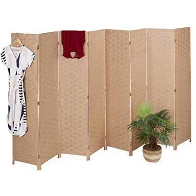 Relaxdays Paravent, 8 delar, vikbar rumsseparator, H x B 170 x 320 cm, insynsskydd inomhus, trä, pappersrep, skiljevägg, natur Relaxdays Paravent, 8 delar, vikbar rumsseparator, H x B 170 x 320 cm, insynsskydd inomhus, trä, pappersrep, skiljevägg, natur